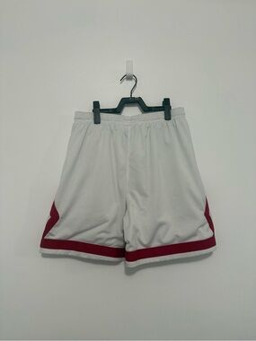 Mens Jordan White and Red Dri-Fit Mesh Basketball Shorts